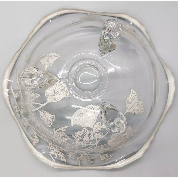 Silver City Flanders 3-Toed Footed Bowl Poppies Silver Overlay Candy Vintage - Picture 7 of 14